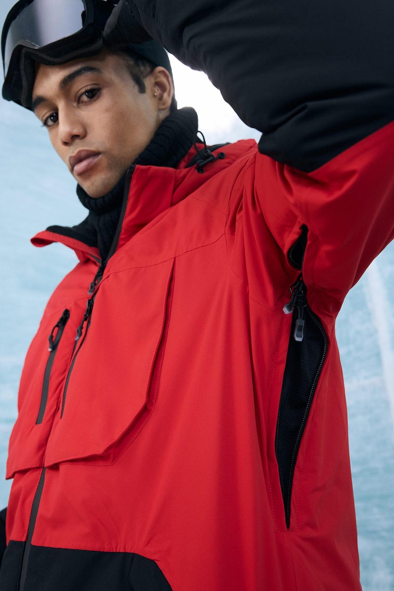 DeFacto Red Man Slim Fit Hooded Waterproof Ski Jacket Casual - Image 4